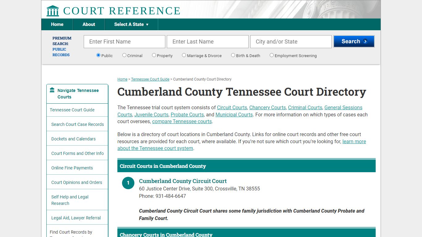 Cumberland County Tennessee Court Directory ...